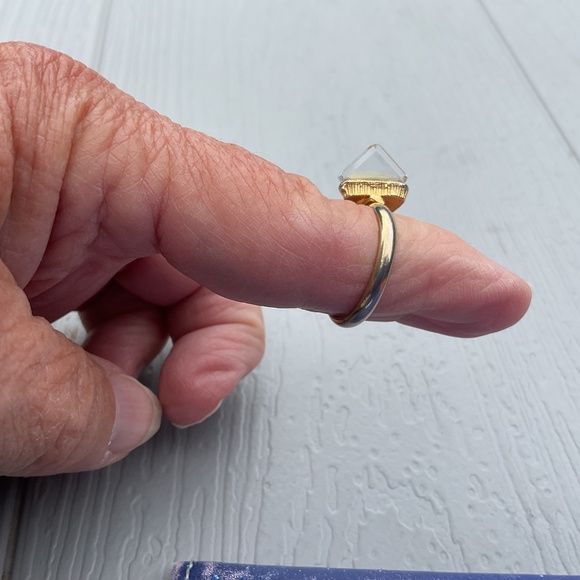 Fashion ring adjustable iridescent cube stone size5.5 - Picture 7 of 8